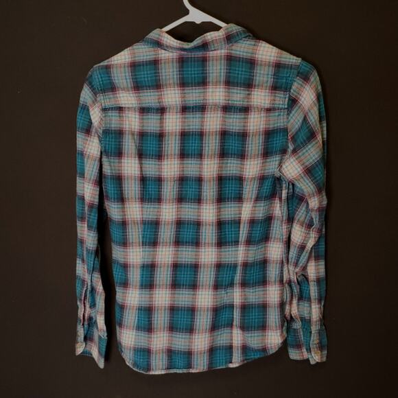 Eddie Bauer Turquois Plaid shirt size Small - Picture 8 of 8